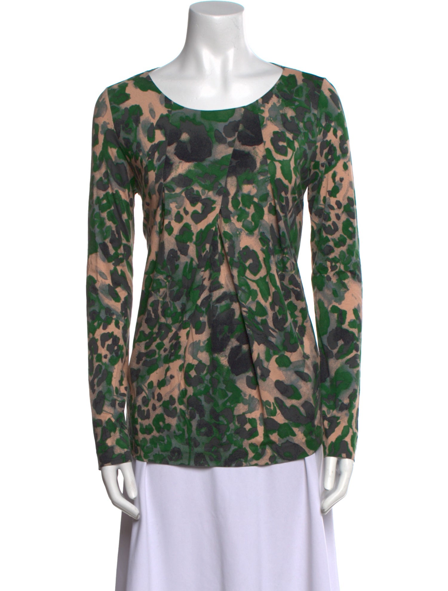 Piazza Sempione Animal Print Scoop Neck Top