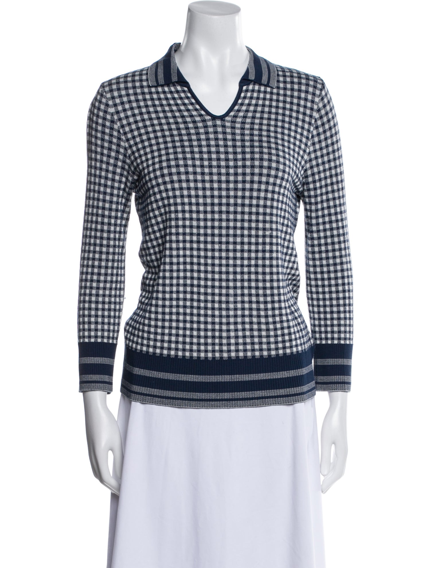 Piazza Sempione Plaid Print Three-Quarter Sleeve Button-Up Top