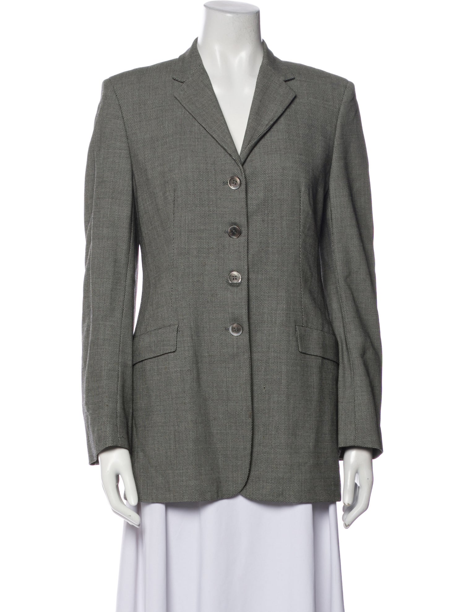 Piazza Sempione Wool Plaid Print Blazer