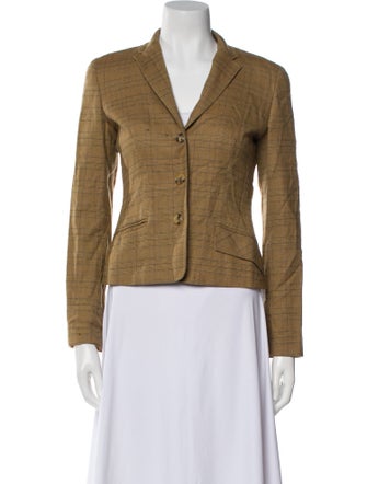 Piazza Sempione Virgin Wool Plaid Print Blazer