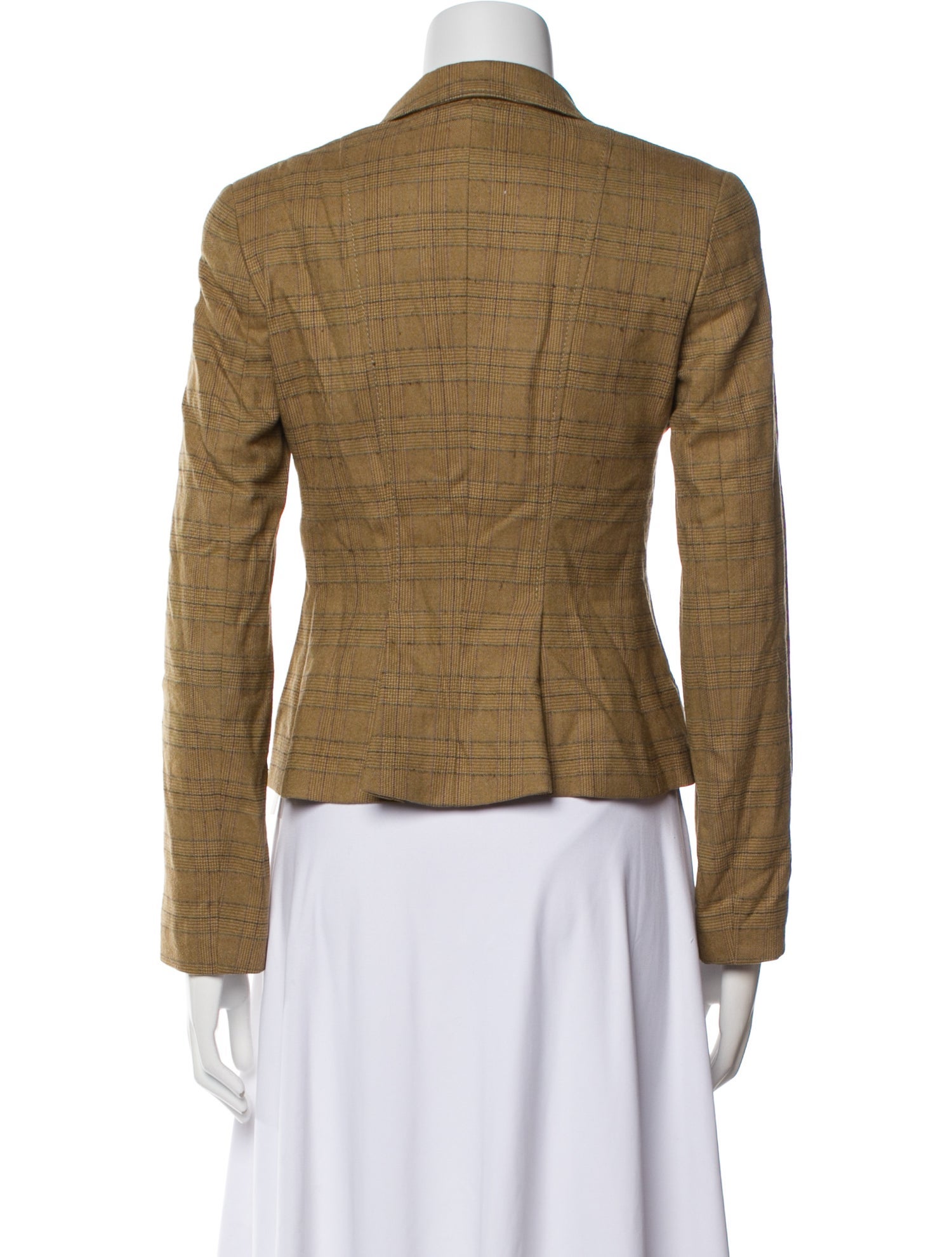 Piazza Sempione Virgin Wool Plaid Print Blazer