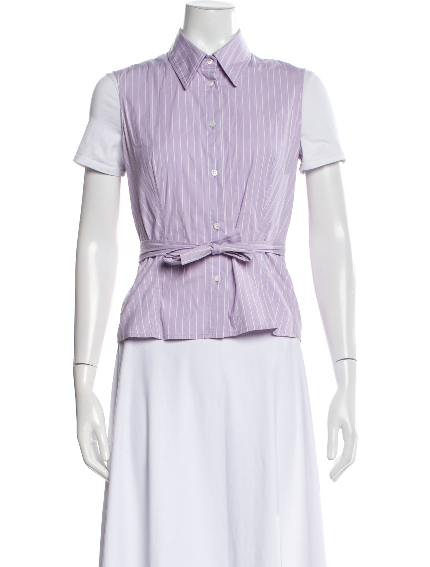 Piazza Sempione Striped Short Sleeve Button-Up Top