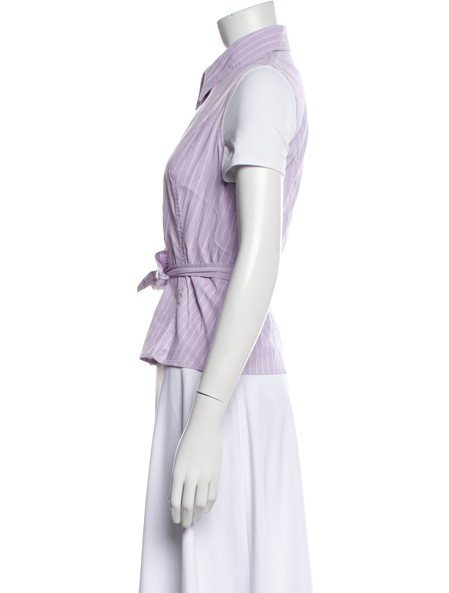 Piazza Sempione Striped Short Sleeve Button-Up Top