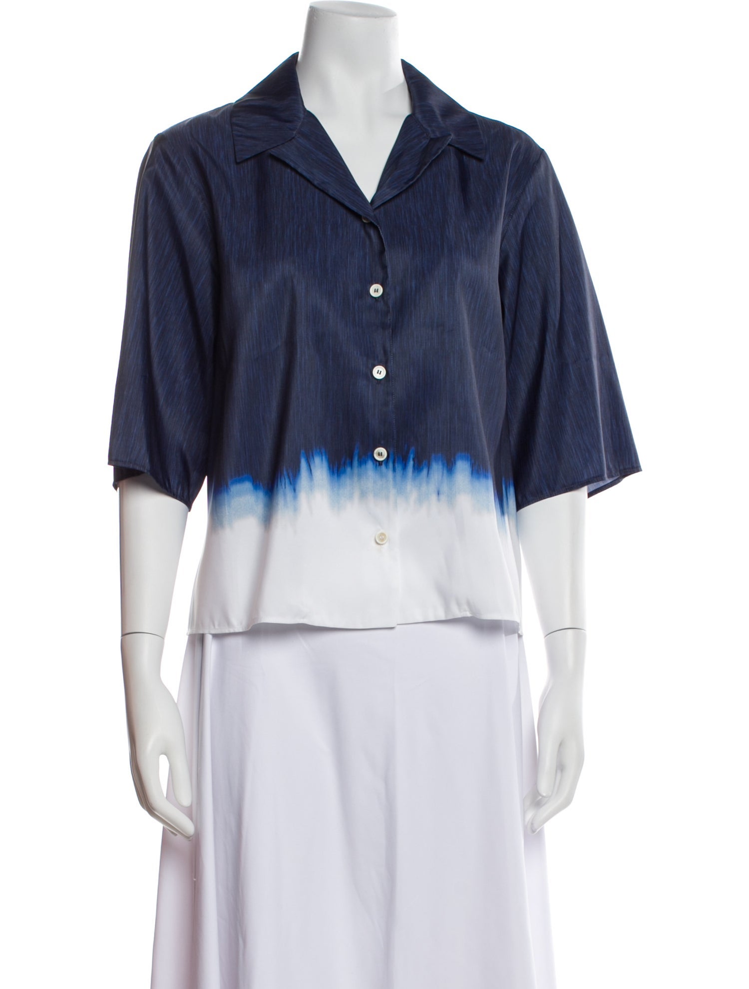 Piazza Sempione Three-Quarter Sleeve Button-Up Top