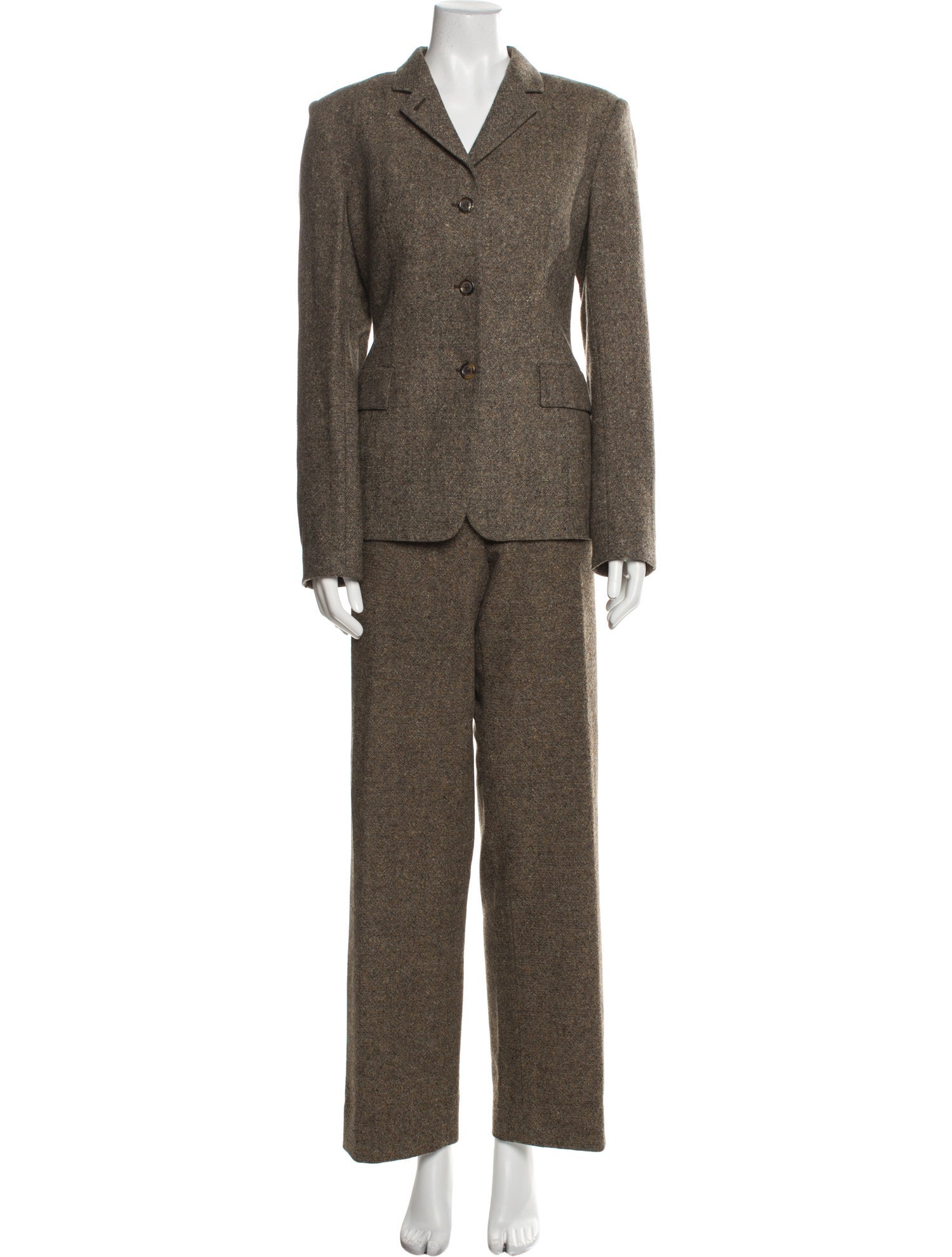 Piazza Sempione Virgin Wool Tweed Pattern Pant Set
