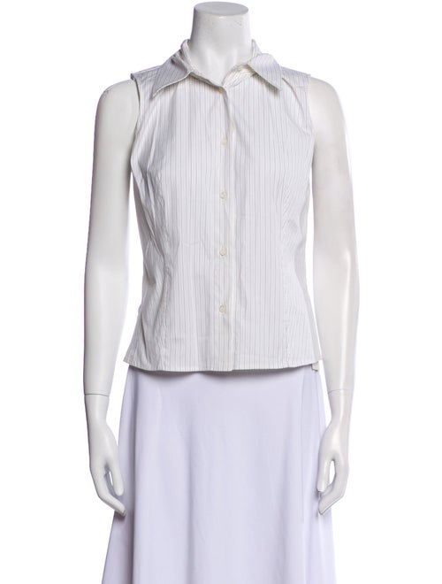 Piazza Sempione Striped Sleeveless Button-Up Top