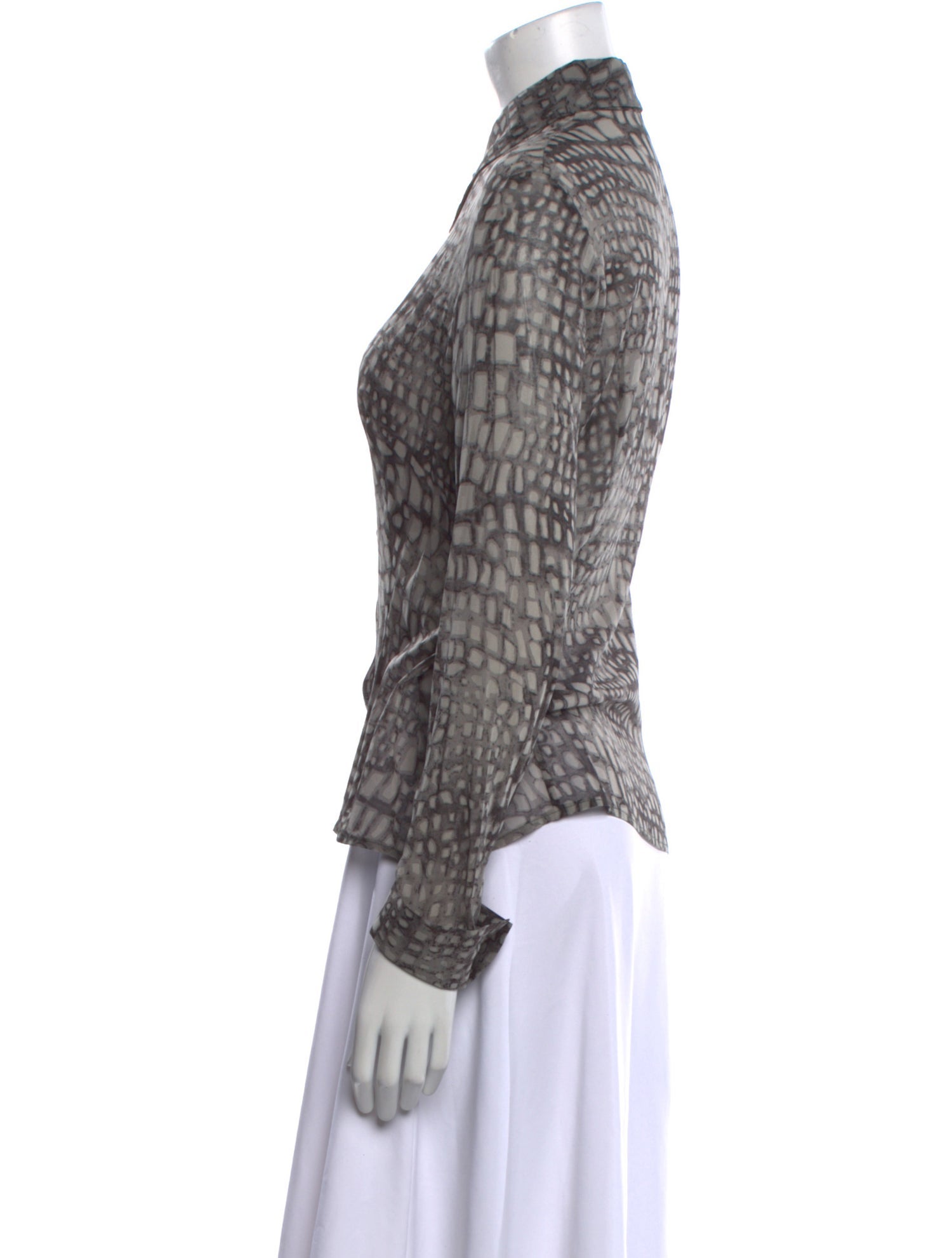 Piazza Sempione Silk Animal Print Button-Up Top