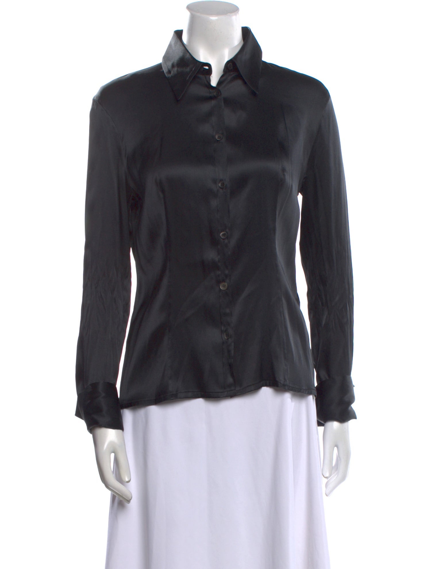 Piazza Sempione Silk Long Sleeve Button-Up Top