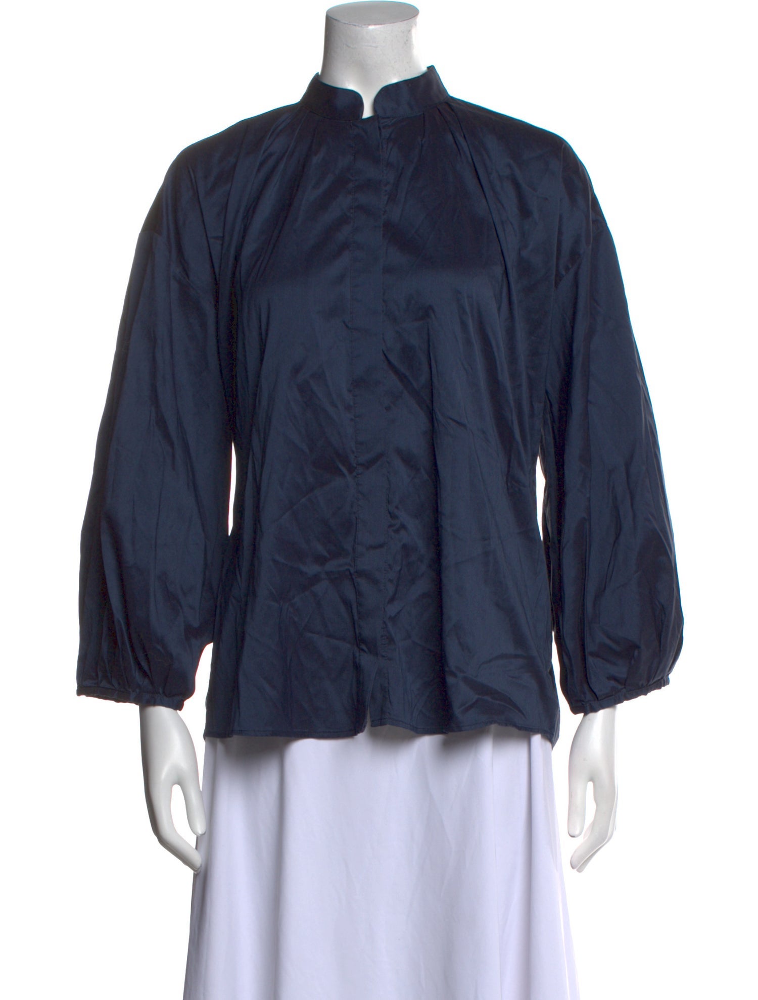 Piazza Sempione Mock Neck Three-Quarter Sleeve Blouse