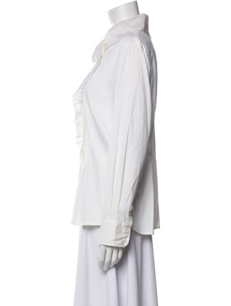 Piazza Sempione Mock Neck Long Sleeve Button-Up Top