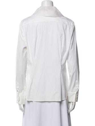 Piazza Sempione Mock Neck Long Sleeve Button-Up Top