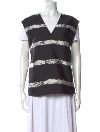 Piazza Sempione Striped V-Neck Top