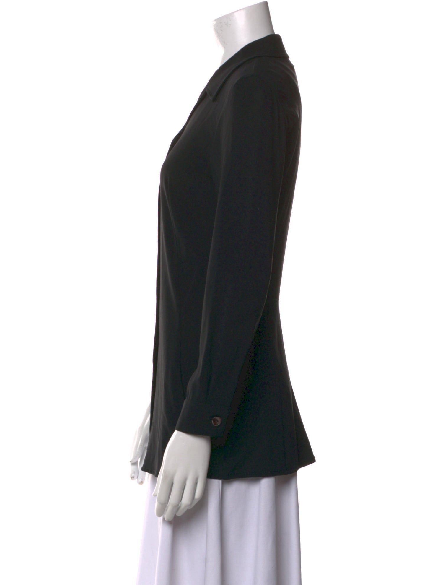 Piazza Sempione Wool Long Sleeve Button-Up Top