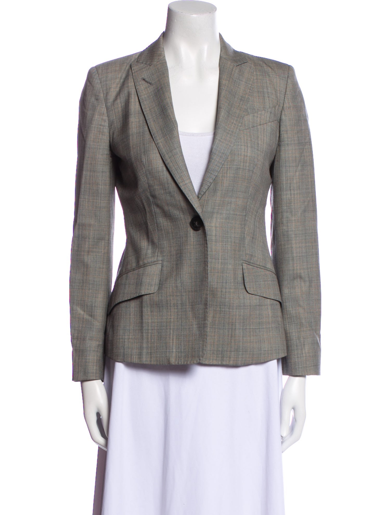 Piazza Sempione Virgin Wool Plaid Print Blazer