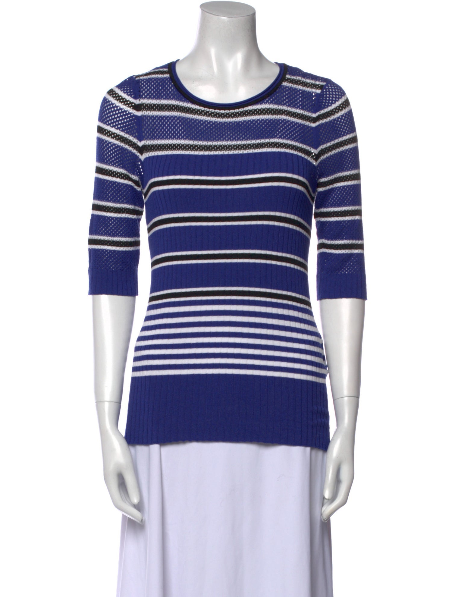 Piazza Sempione Striped Scoop Neck Sweater w/ Tags