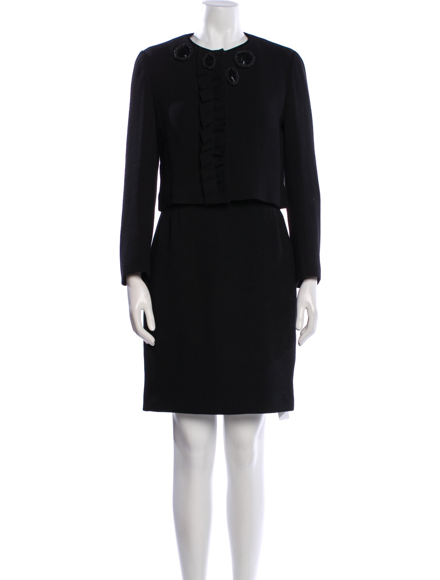 Piazza Sempione Virgin Wool Pleated Accents Dress Set