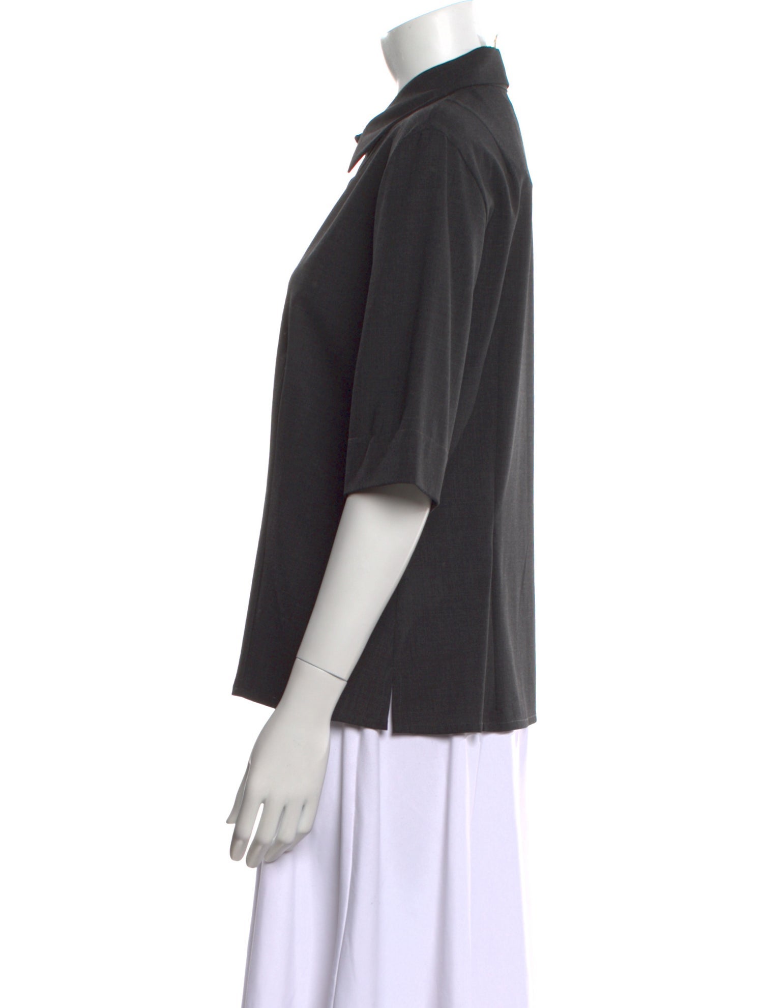 Piazza Sempione Wool Three-Quarter Sleeve Button-Up Top