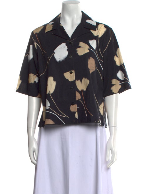 Piazza Sempione Printed Three-Quarter Sleeve Button-Up Top