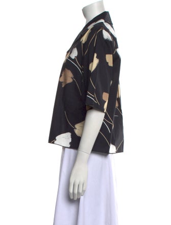 Piazza Sempione Printed Three-Quarter Sleeve Button-Up Top