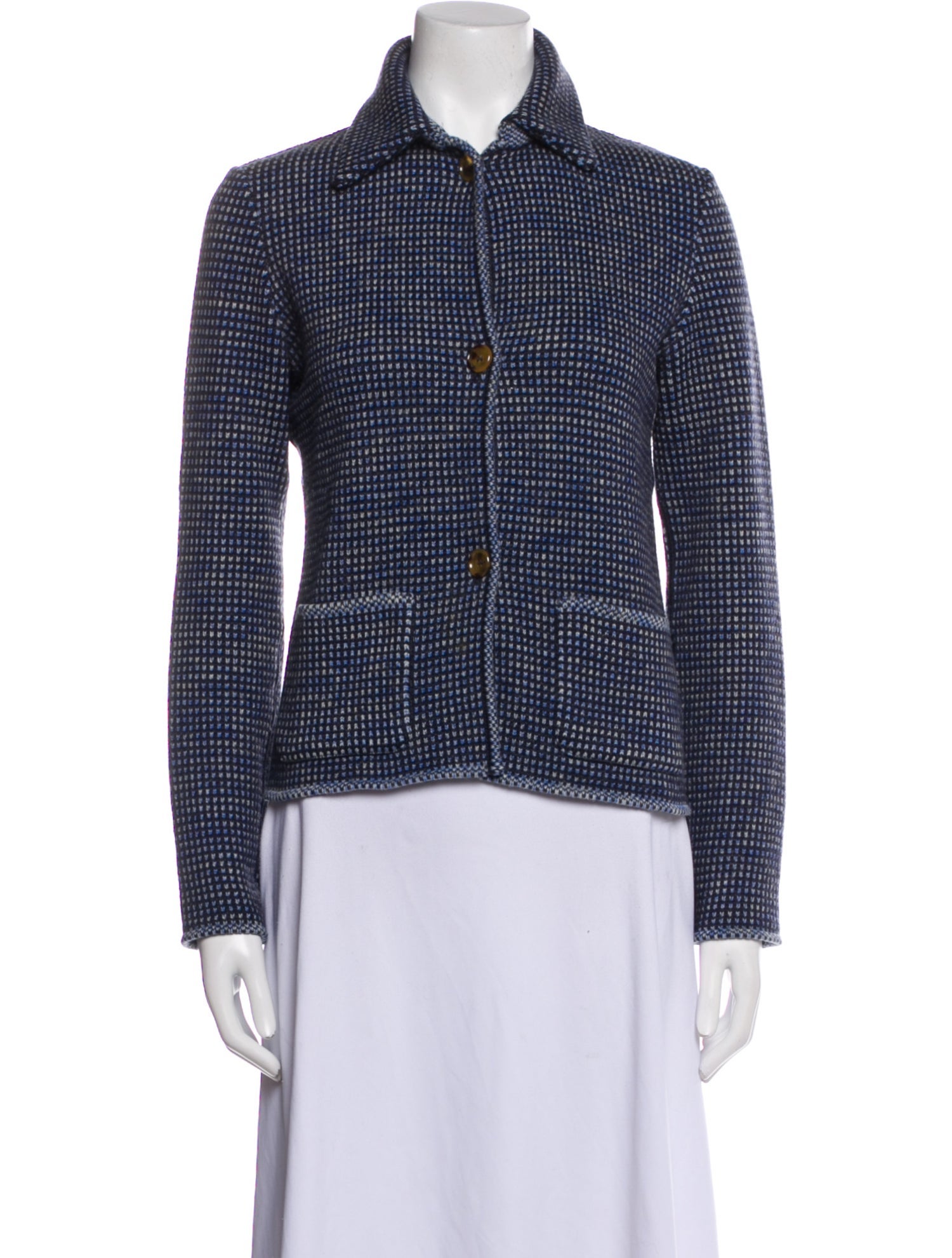 Piazza Sempione Virgin Wool Plaid Print Blazer