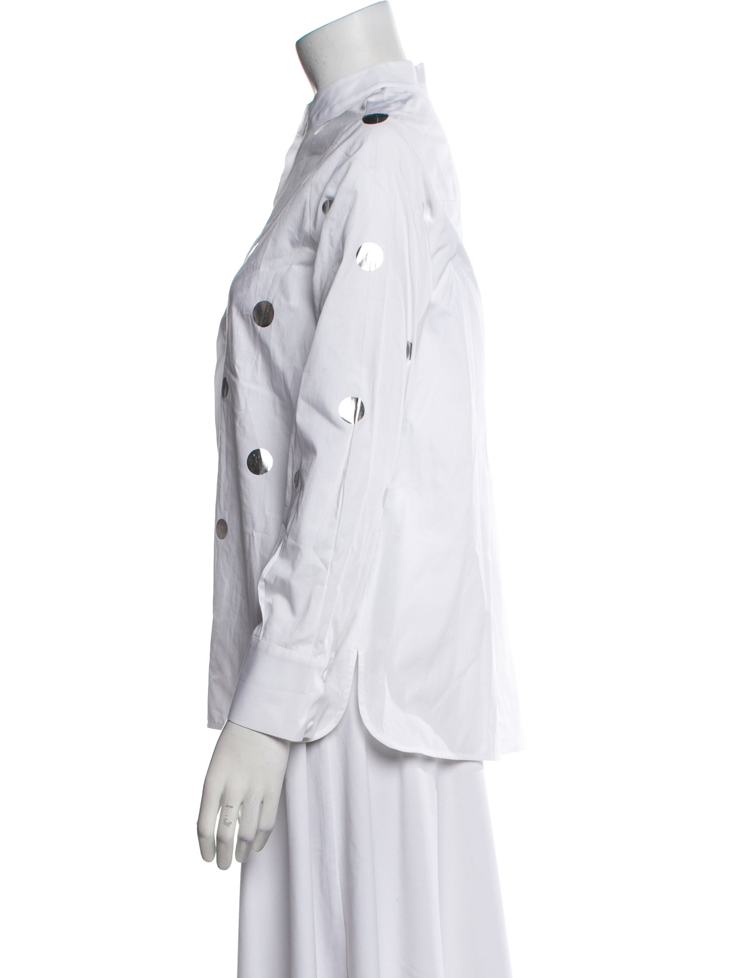 Piazza Sempione Printed Mock Neck Button-Up Top