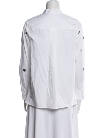 Piazza Sempione Printed Mock Neck Button-Up Top