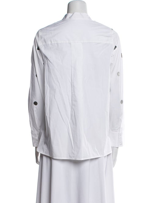 Piazza Sempione Printed Mock Neck Button-Up Top