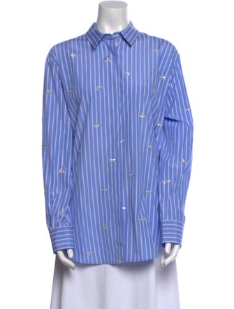 Piazza Sempione Striped Long Sleeve Button-Up Top