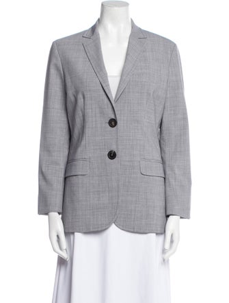 Piazza Sempione Virgin Wool Plaid Print Blazer