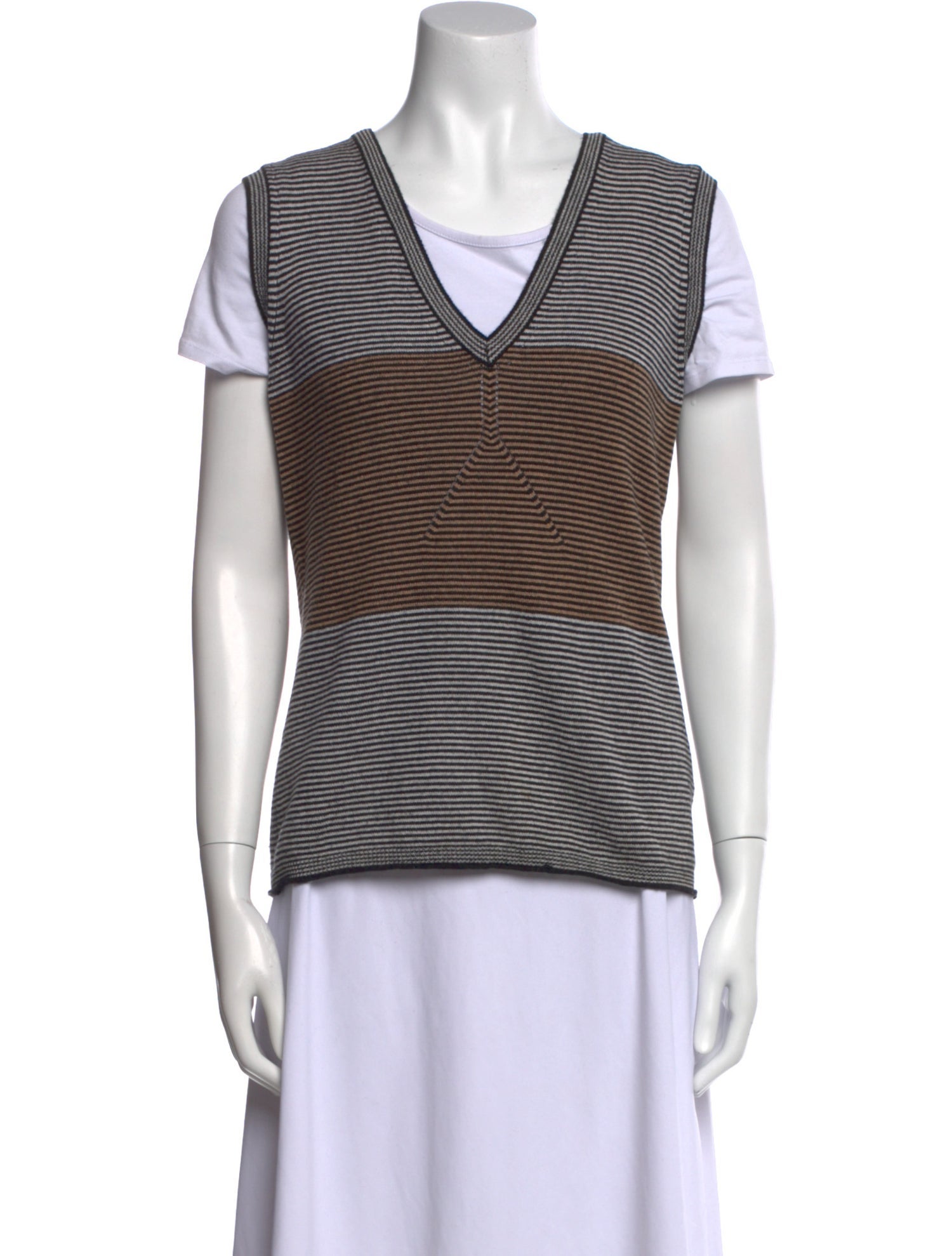 Piazza Sempione Striped V-Neck Sweater