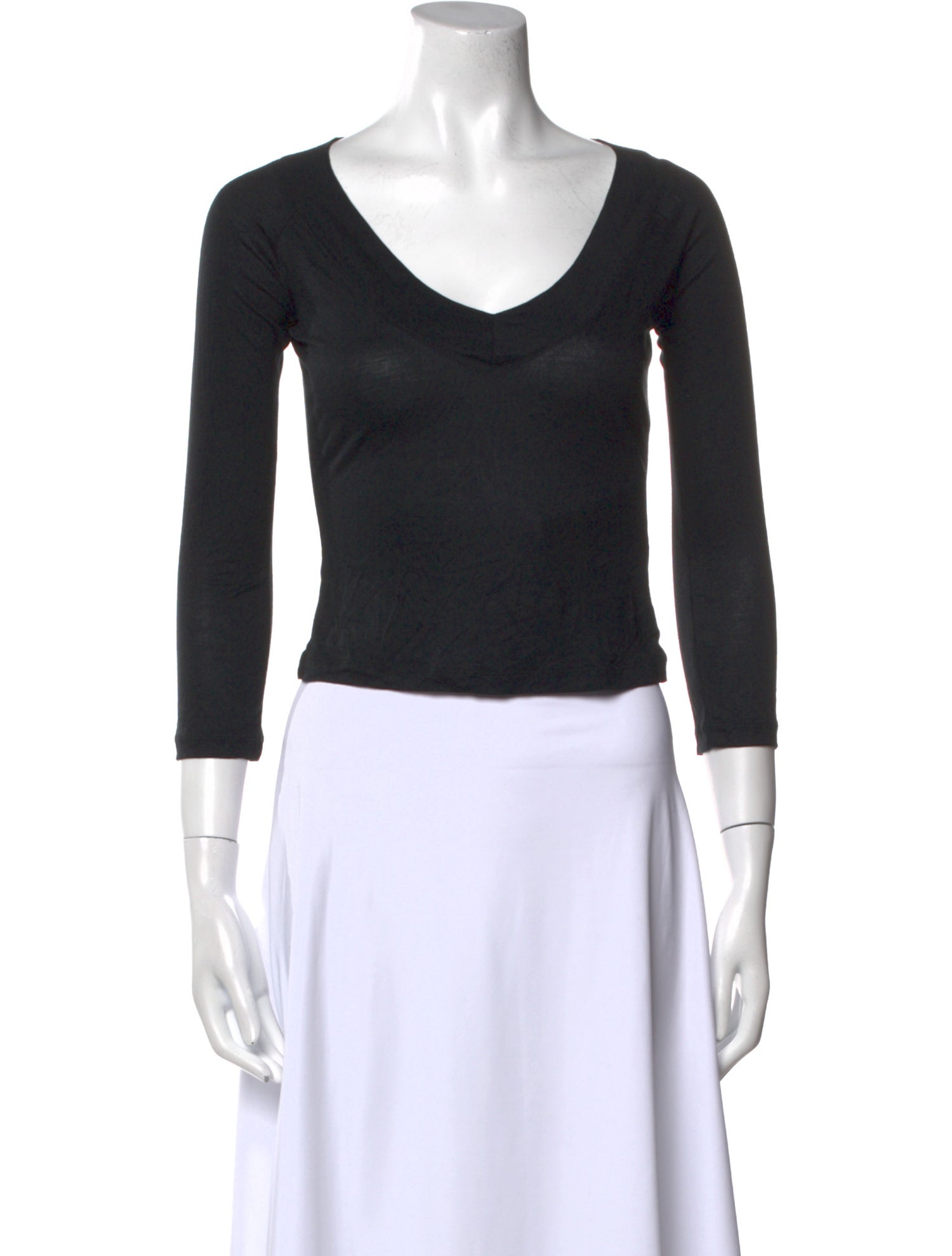 Piazza Sempione V-Neck Three-Quarter Sleeve Crop Top