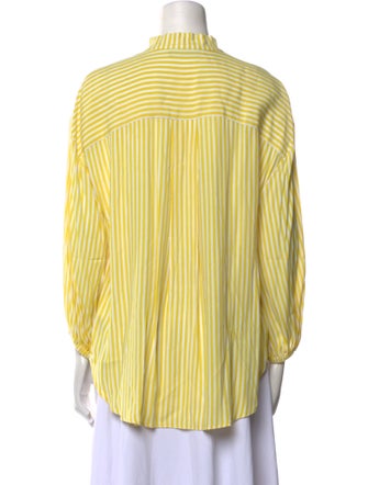 Piazza Sempione Striped Mock Neck Button-Up Top