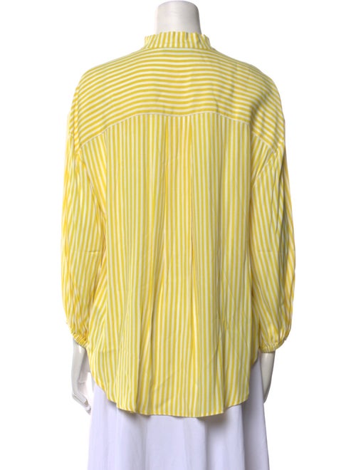 Piazza Sempione Striped Mock Neck Button-Up Top