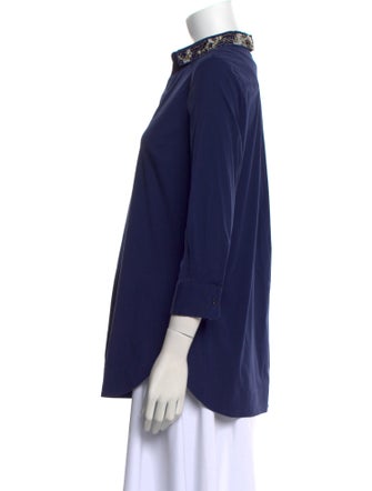 Piazza Sempione Three-Quarter Sleeve Button-Up Top