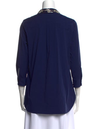 Piazza Sempione Three-Quarter Sleeve Button-Up Top