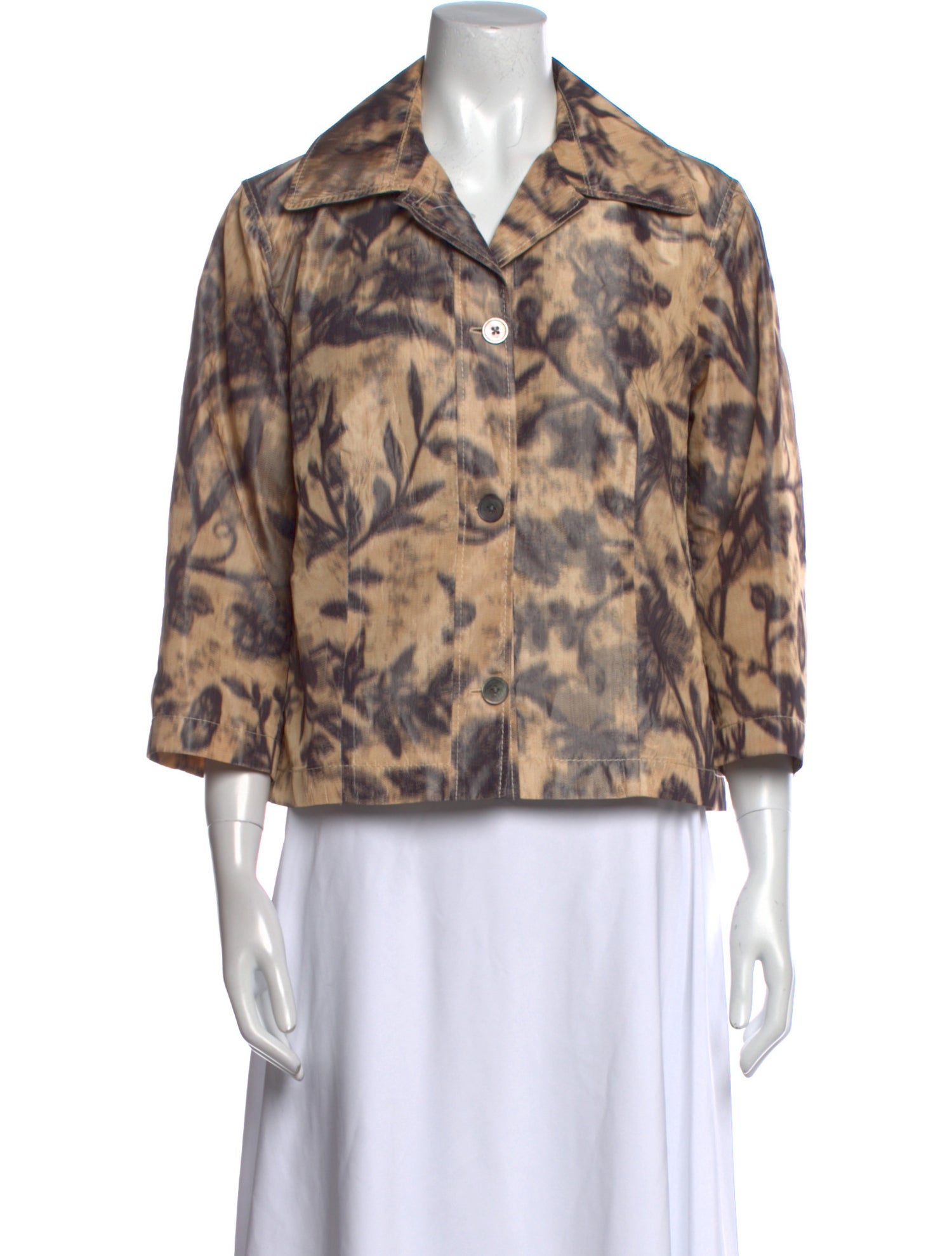 Piazza Sempione Printed Three-Quarter Sleeve Button-Up Top