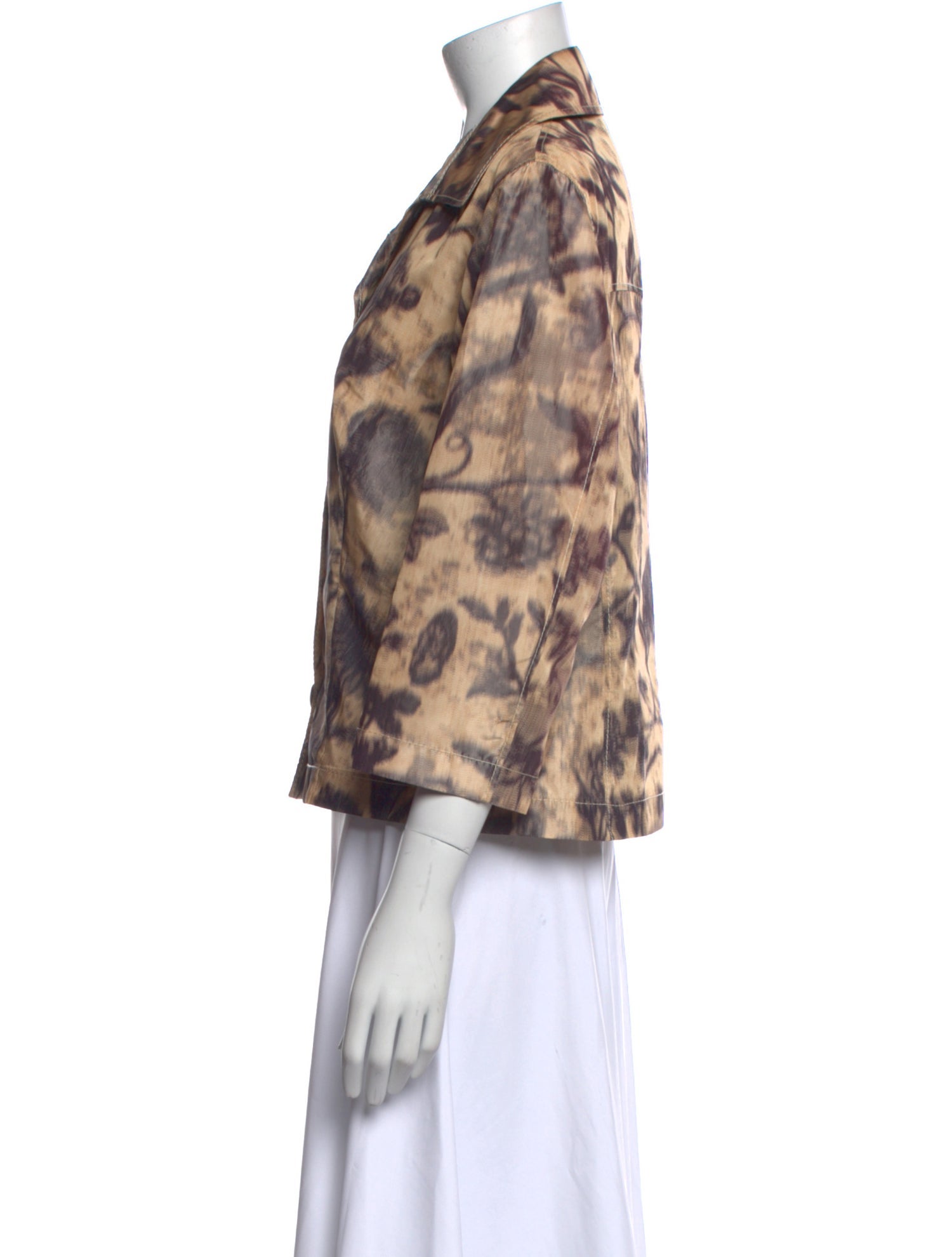 Piazza Sempione Printed Three-Quarter Sleeve Button-Up Top