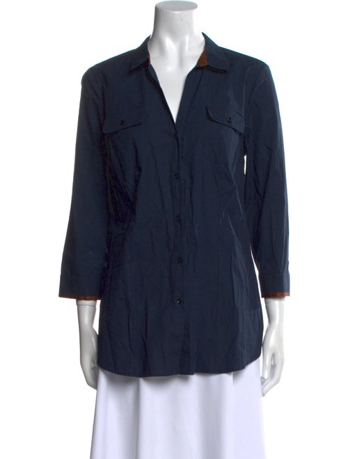 Piazza Sempione Three-Quarter Sleeve Button-Up Top