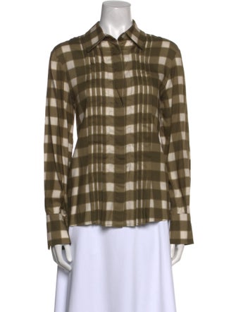 Piazza Sempione Plaid Print Long Sleeve Button-Up Top
