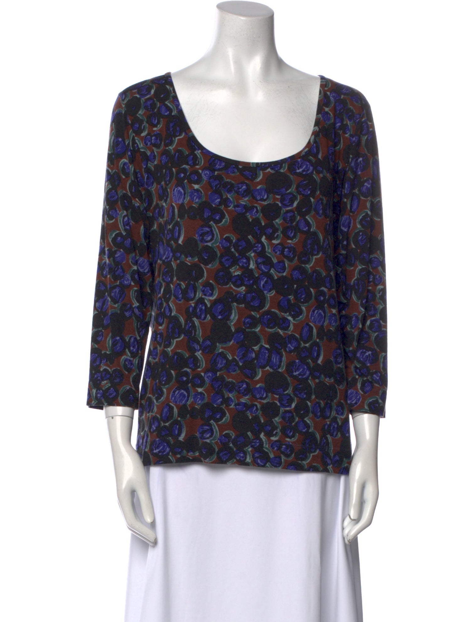 Piazza Sempione Printed Scoop Neck Blouse