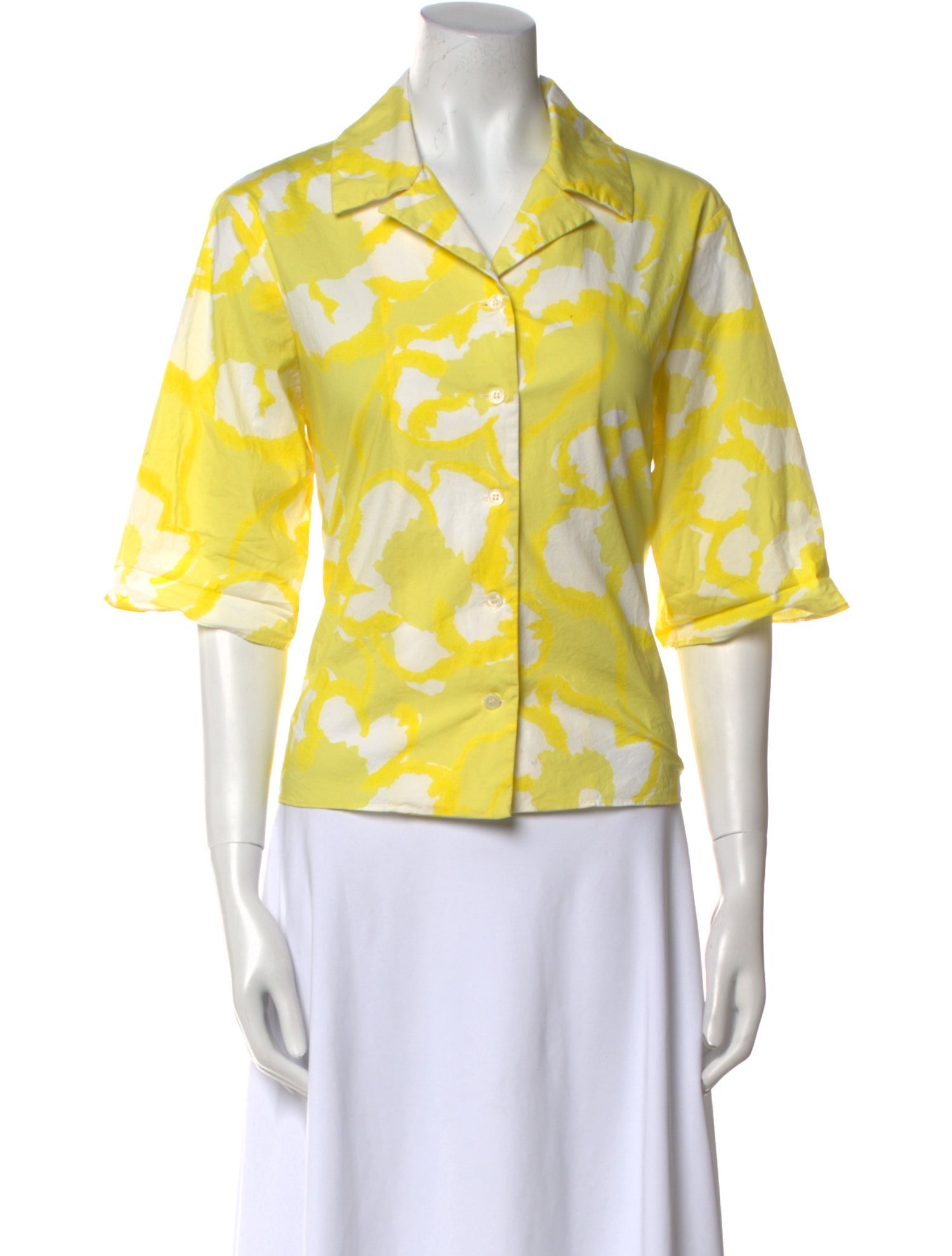 Piazza Sempione Printed Three-Quarter Sleeve Button-Up Top