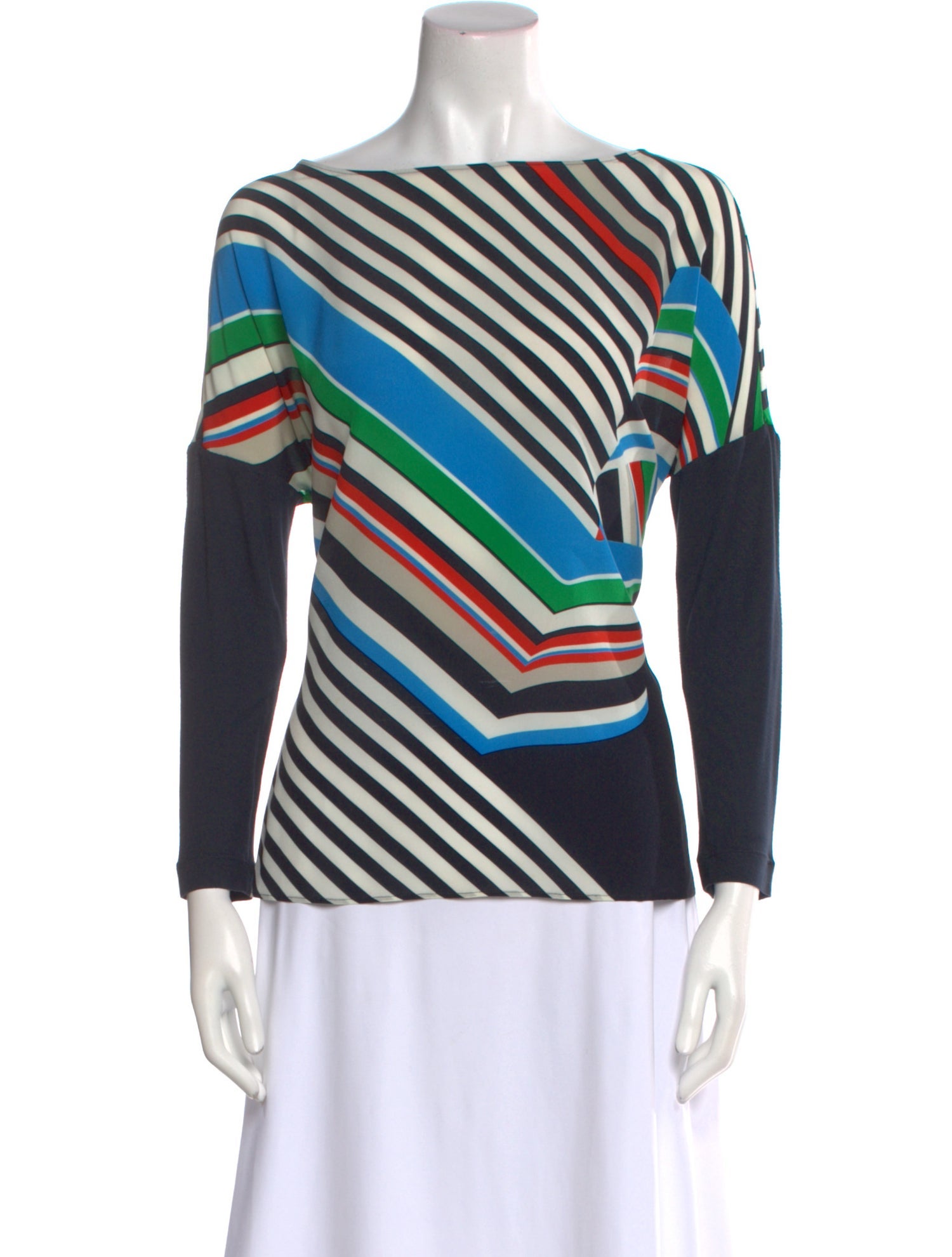Piazza Sempione Striped Bateau Neckline Top