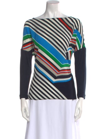 Piazza Sempione Striped Bateau Neckline Top
