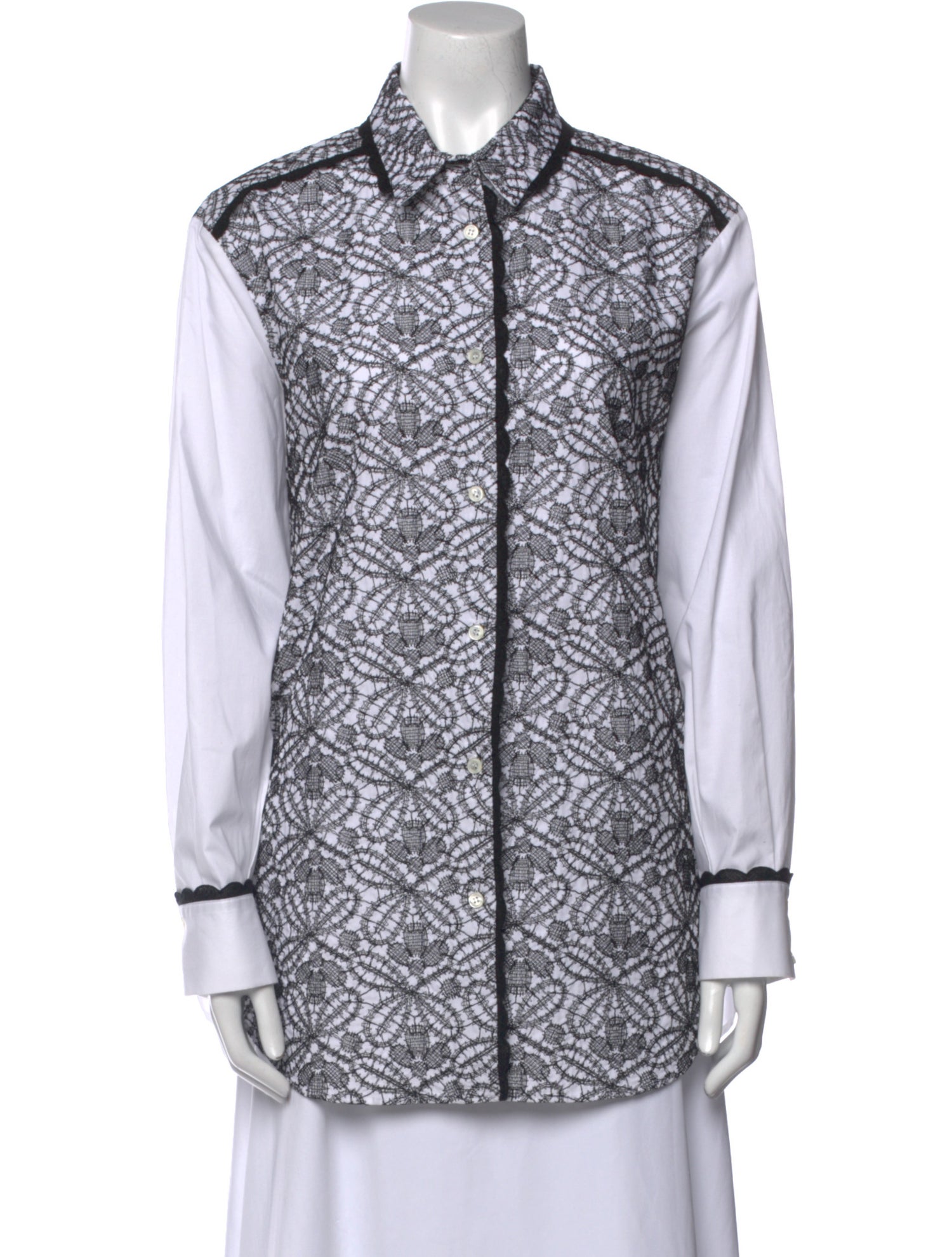 Piazza Sempione Printed Long Sleeve Button-Up Top