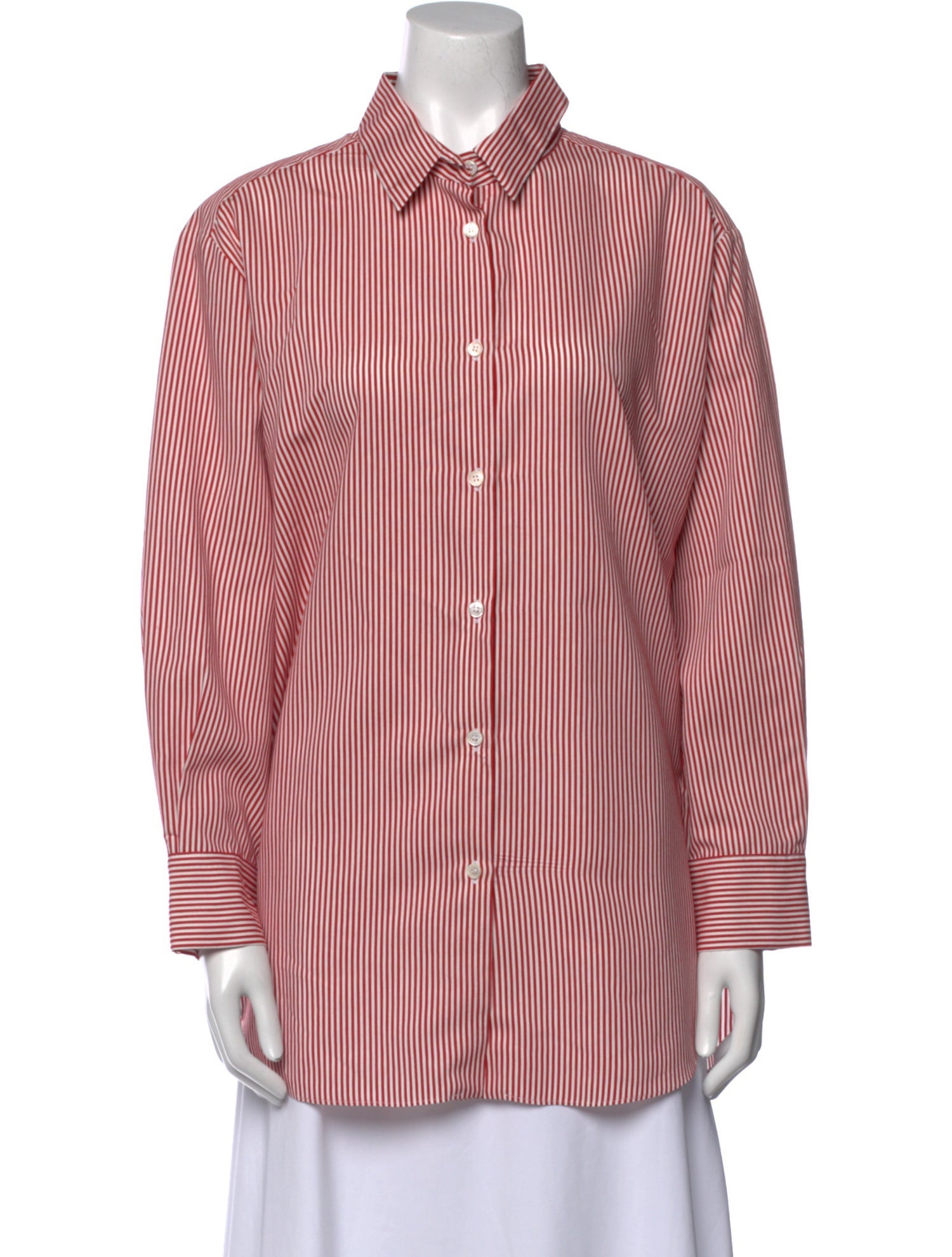Piazza Sempione Striped Long Sleeve Button-Up Top