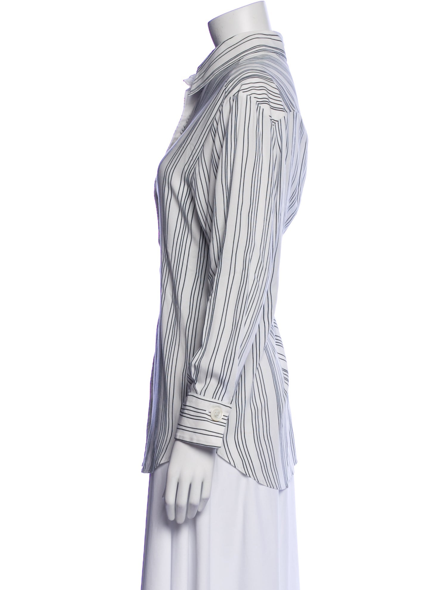 Piazza Sempione Striped Long Sleeve Button-Up Top