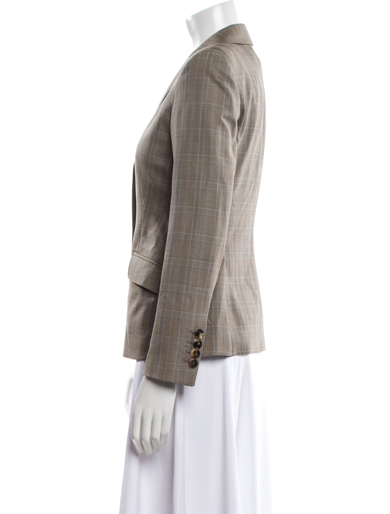 Piazza Sempione Virgin Wool Plaid Print Blazer