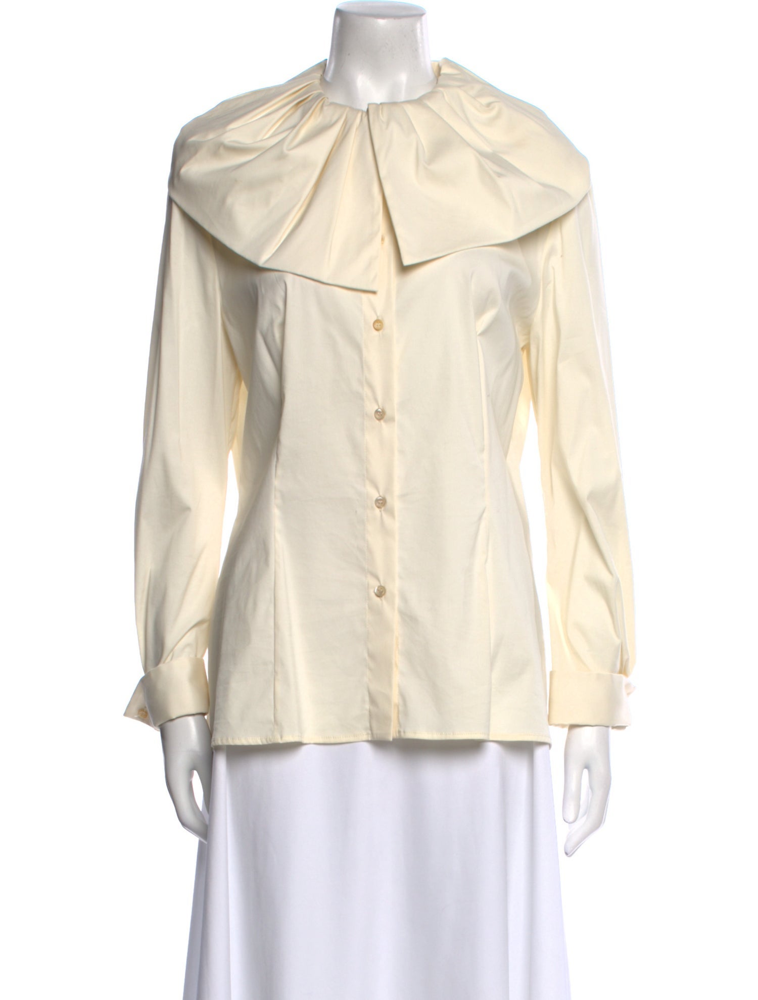 Piazza Sempione Mock Neck Long Sleeve Button-Up Top