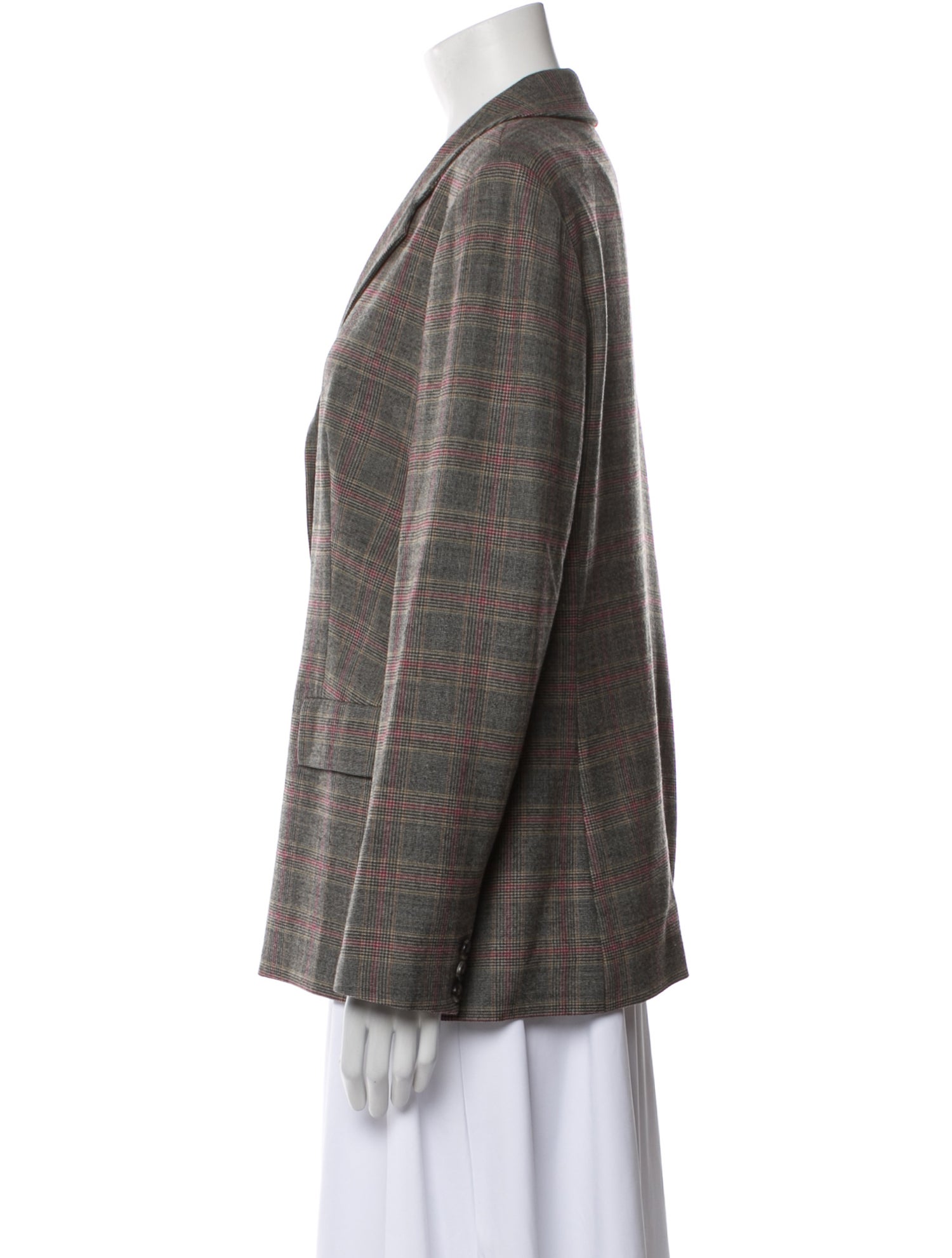 Piazza Sempione Virgin Wool Plaid Print Blazer