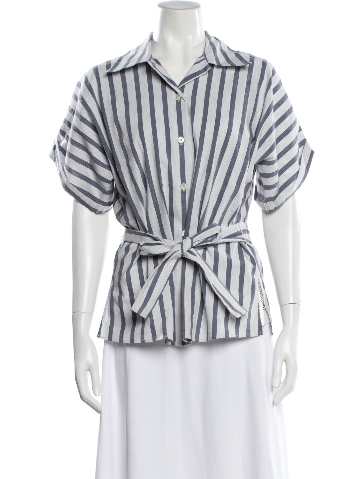 Piazza Sempione Striped Short Sleeve Blouse